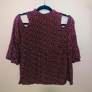 Maroon/pink and white blouse (Medium)